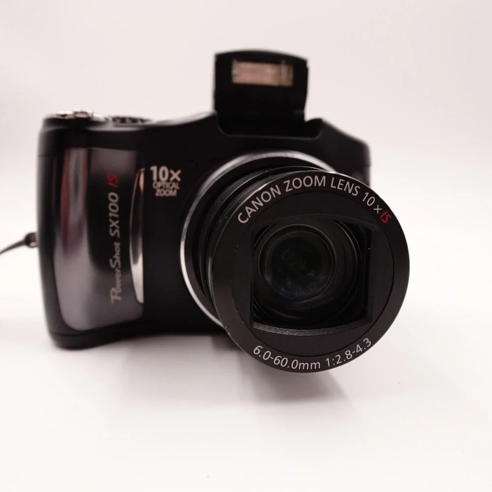 Y2K Canon PowerShot SX100 IS Digital Camera Black 8.0MP 10x Zoom Retro Digicam